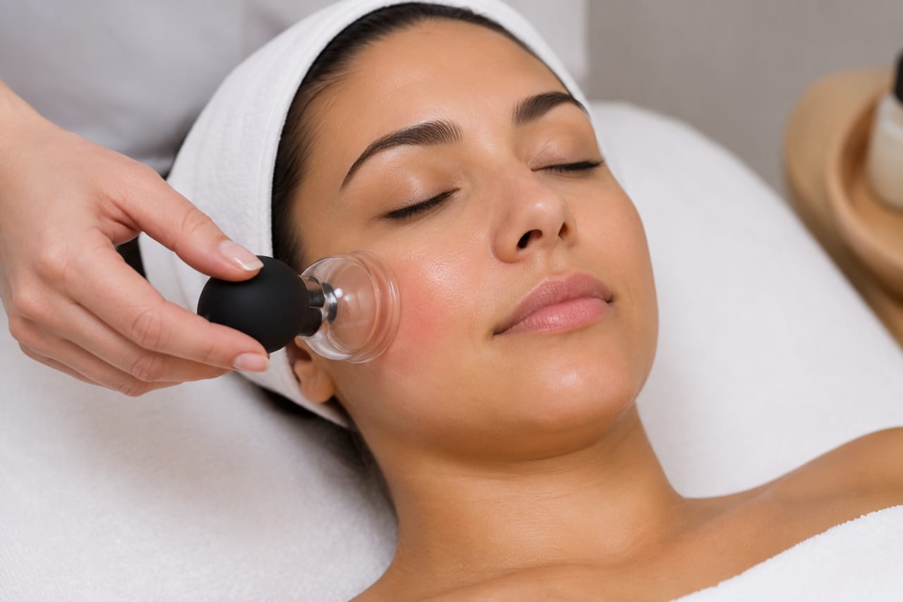 Facial cupping cups and oil